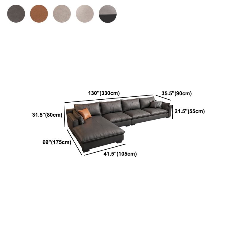 Modern Loose Back Sofa & Chaise 129.92" W 68.9" x D 31.5 H" x Recessed Arm Sofa