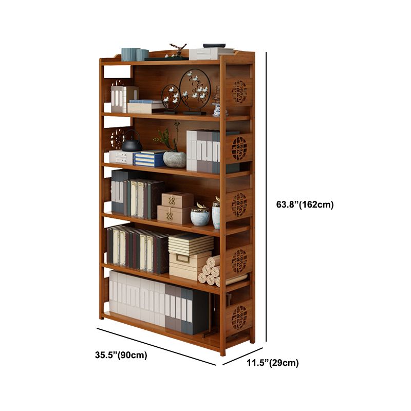 Contemporary Brown Book Shelf Office Open Shelf Bookcase with Drawers