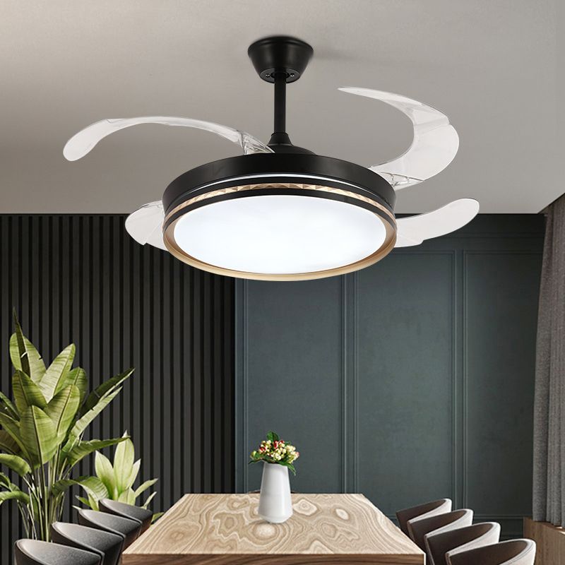 Contemporary LED Ceiling Fan Fixture in Black & White Finish Fan Lighting