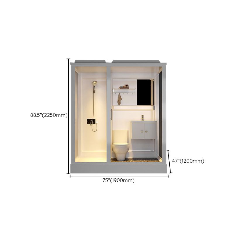 Single Sliding Shower Stall 91" H Framed Rectangle Shower Stall with White Base