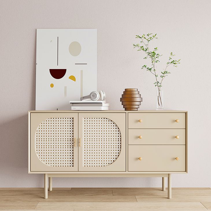 Rattan Living Room Sideboard Cabinet Modern Credenza with Storage and Drawer