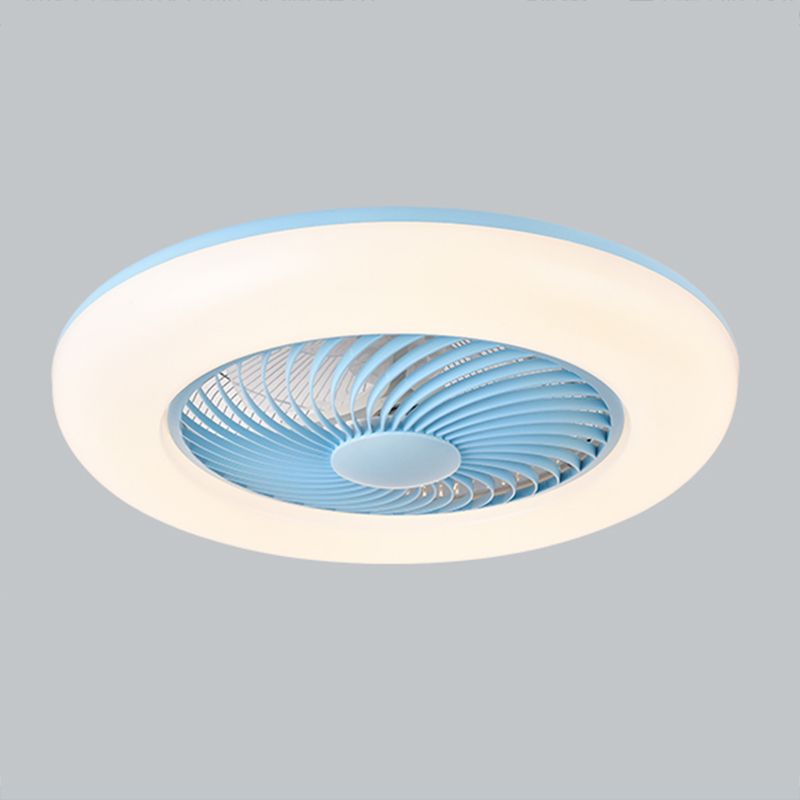 Round Ceiling Fan Light Modern Style Metal Single Light LED Flush Light