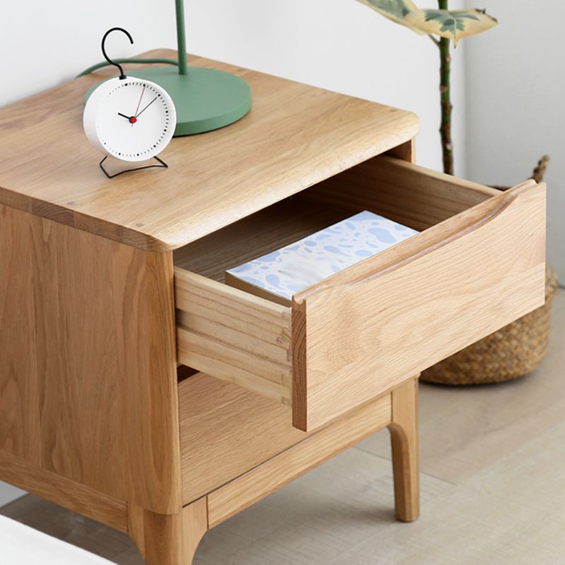 Simple Solid Wood Kids Bedside Table 2 Drawers Nursery Nightstand