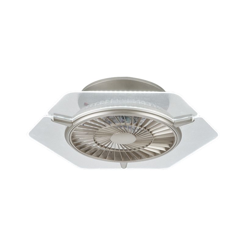 Éclairage de ventilateur de plafond en or / argent modernisme modernisme rond / hexagone semi-mmount pour le salon, 23,5 "de large