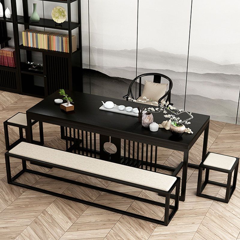 Contemporary Upholstered Bench Home Rectangle Seating Bench with Black Legs