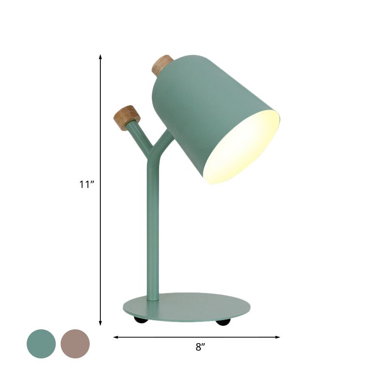 Green/Light Pink Trumpet-Like Reading Book Light Macaroon Single Head Metal Table Lamp for Study Room