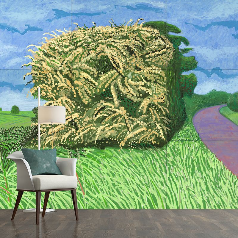 Artistry Wheat Pile Wallpaper Murals Blue-Green Hockney Still Life Drawing Wall Decor