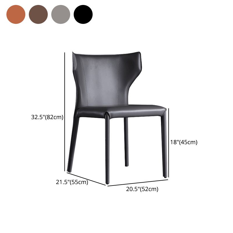 Contemporary Leather Dining Chair Armless Wingback Side Chair