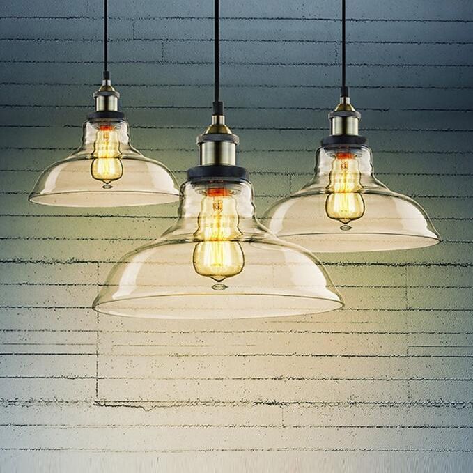 Transparante glazen koepelschading suspensielamp vintage industrie stijl enkele lamp hangend licht voor gangpad