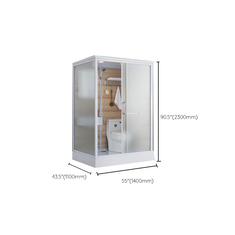 Contemporary Shower Stall Clear Framed Single Sliding Shower Stall with Ceiling