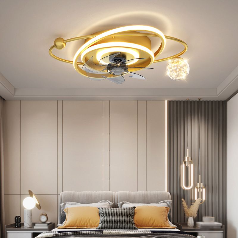 Golden/Black Fan with Light Modernism 7-Blade LED Ceiling Fan for Home