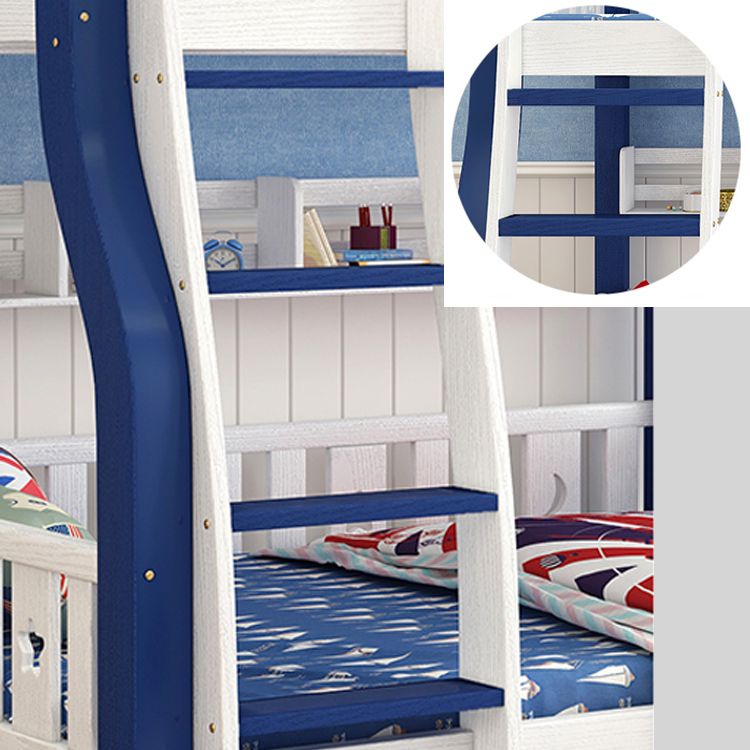 Contemporary Standard Bunk with Shelves and Drawers in Pine Wood