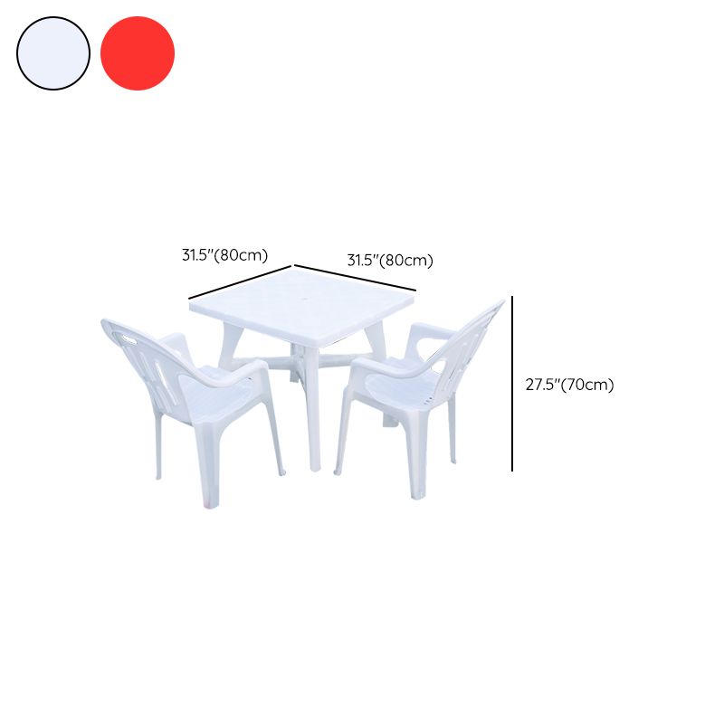Contemporary Plastic Patio Table Outdoor Dining Table with Umbrella Hole
