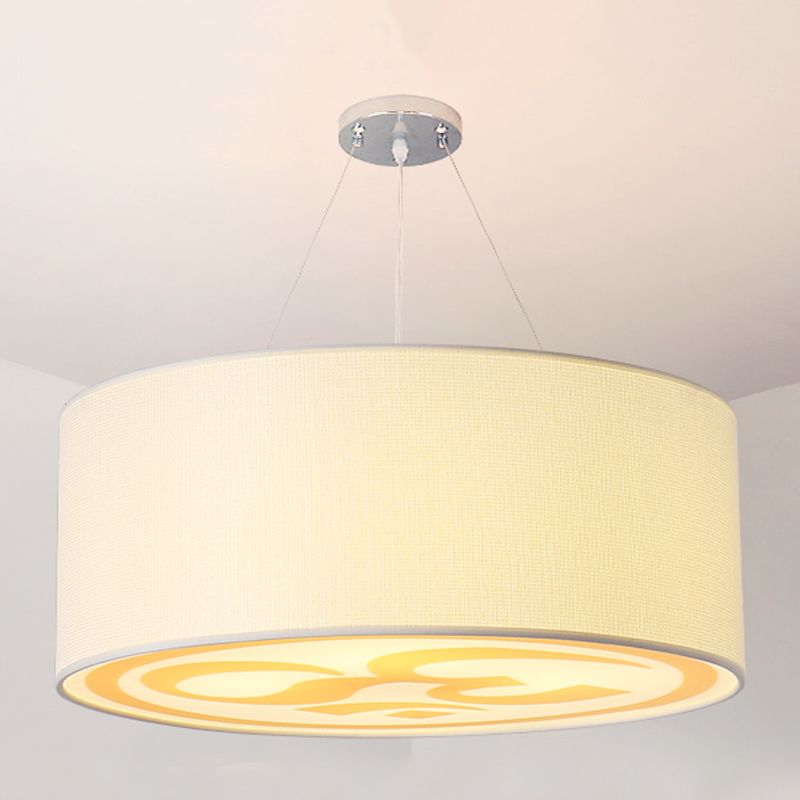 Round Shape Ceiling Lamp Tradition Iron Flush Mount with Fabric Lampshade for Balcony