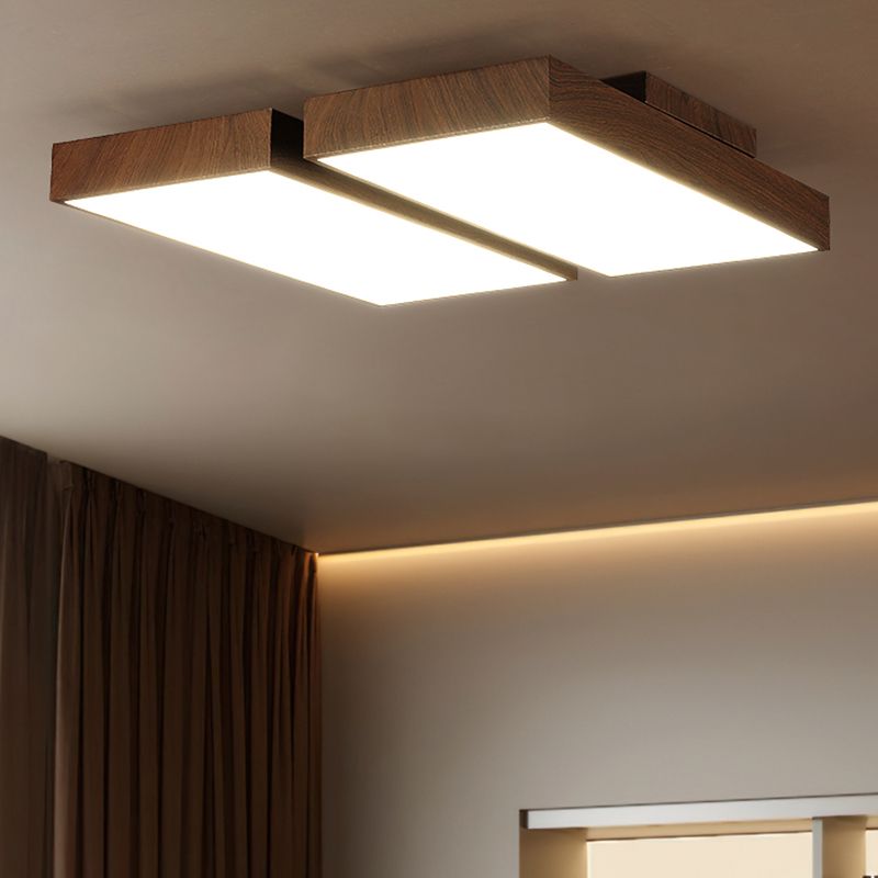 LED Modern Metal Flush Mount Rectangle Shape Ceiling Lamp with Acrylic Shade for Bedroom