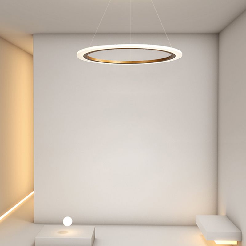 Linear Metal Pendant Light Fixture Modern Style 1 Light Hanging Light Fixture in Gold