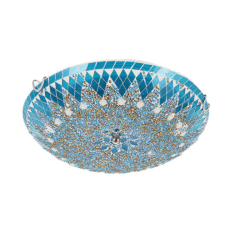 Foco empotrado de rombo mediterráneo, iluminación LED blanca/amarilla/azul de vidrio cortado para sala de estar, 12 "/16"/19,5 "W