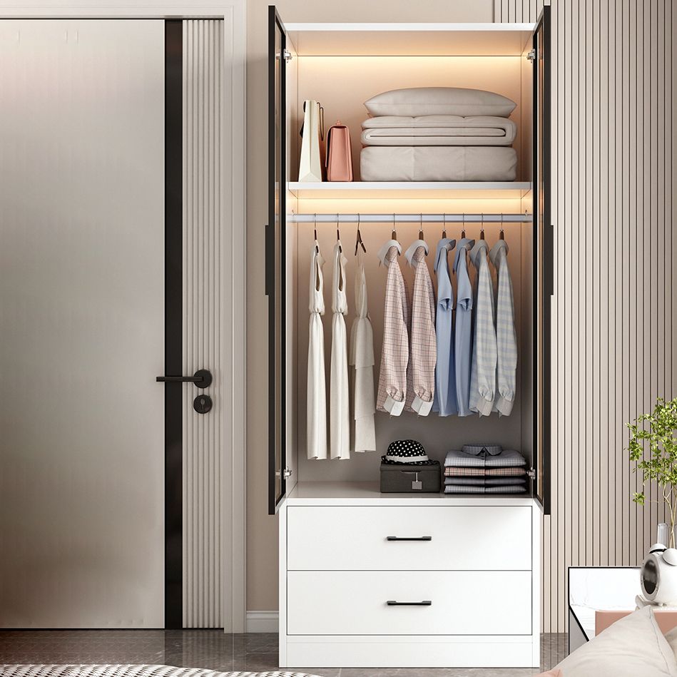 Manufactured Wood Kid's Wardrobe Contemporary White Kids Closet with Storage Drawers