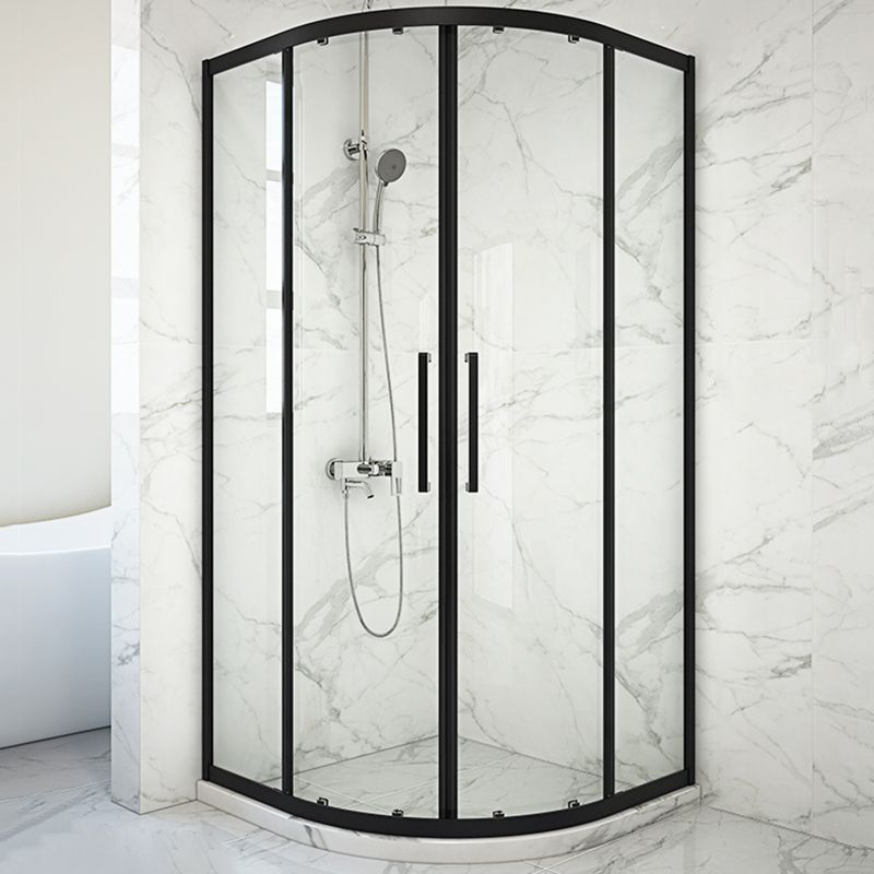 Modern Shower Stall Tempered Glass Rounded Double Sliding Clear Corner Shower Enclosure