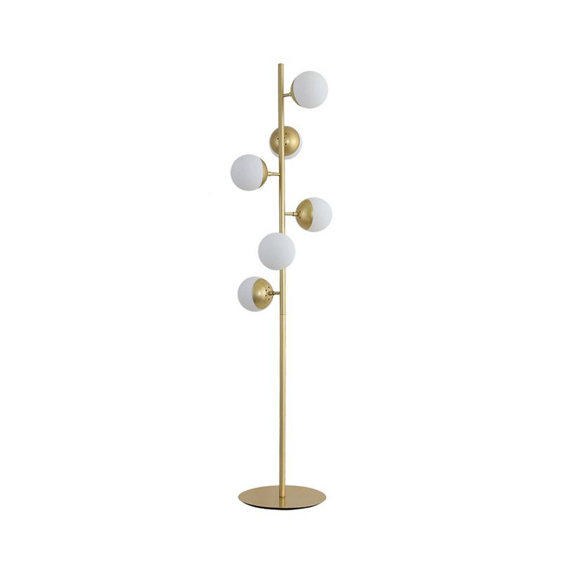 Metal Ball Shape Standing Light Simplicity LED Gold Floor Reading Lamp for Living Room