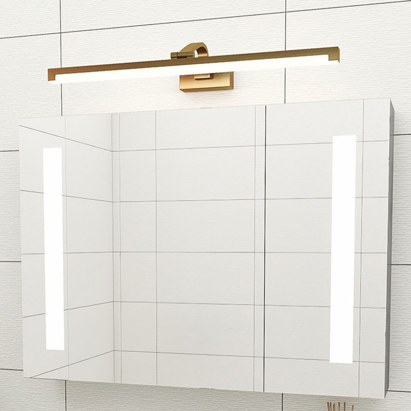 Linear Shade Metal Wall Sconce Modern 1-Light Mirror Wall Mount Light Fixture in Gold