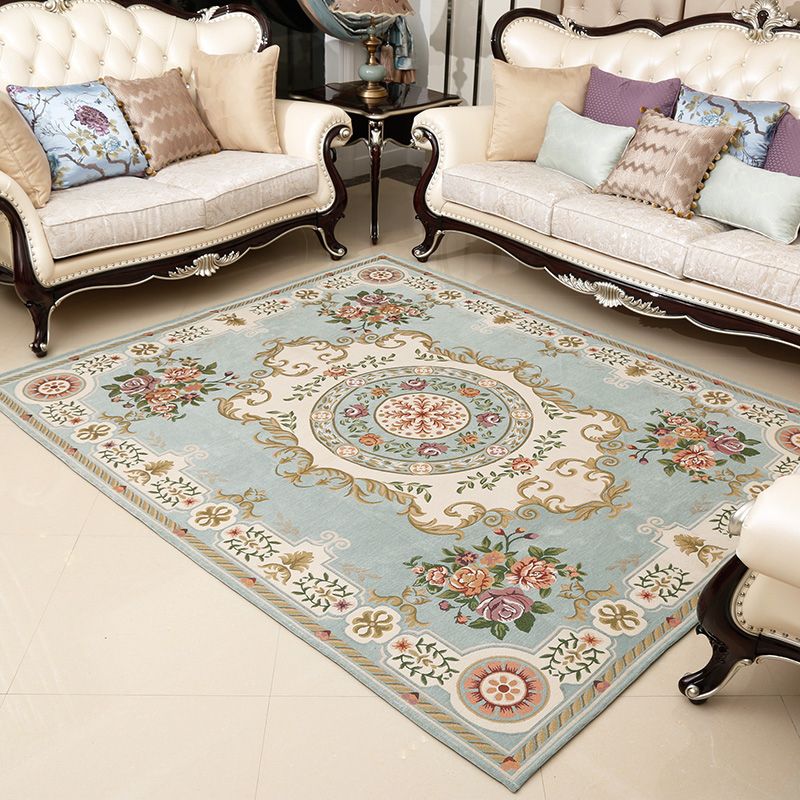 Retro Floral Printed Rug Multi-Color Luxury Area Carpet Synthetics Pet Friendly Easy Care Indoor Rug for Living Room