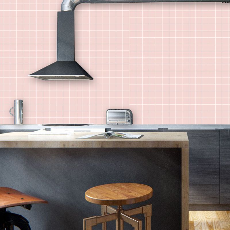 Minimalist Grid Wallpaper Panels for Kitchen 2.2-sq ft Wall Covering in Pastel Color, Easy Peel off