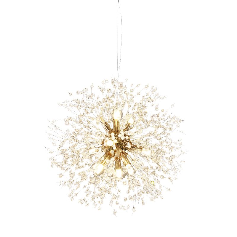 Simple Crystal Pendant Lighting Fixture Modern Style Hanging Chandelier for Living Room