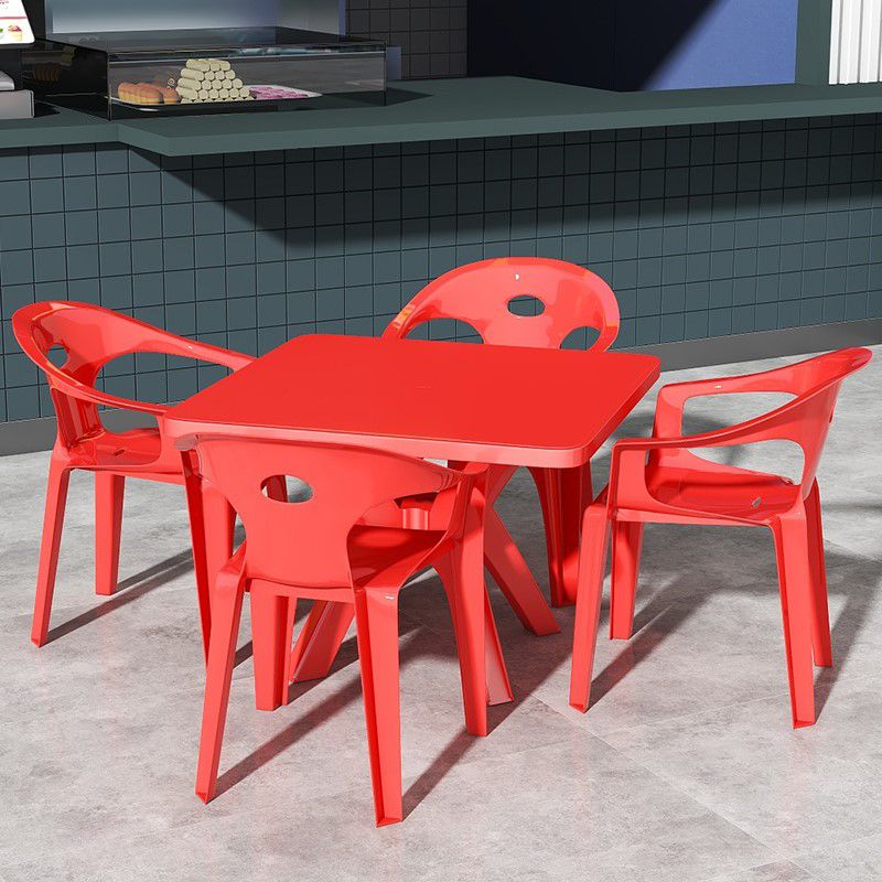 Modern Water Resistant Dining Table Plastic Square Patio Table