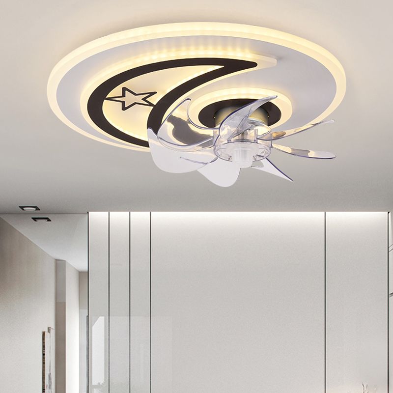 Kids Creative LED Ceiling Fan Light Iron Circular Ceiling Fans with Acrylic Shade