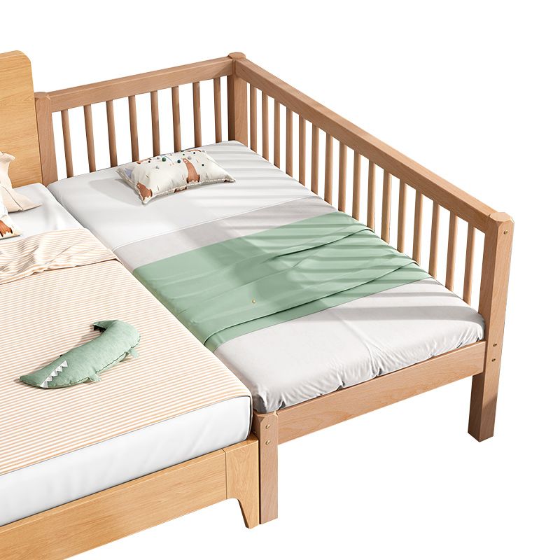 Contemporary Solid Wood Nursery Crib with Guardrail in Natural