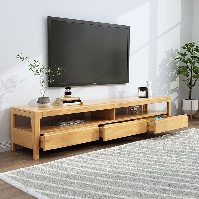 Modern Wood TV Stand Console Open Storage TV Media Stand with Legs for Living Room