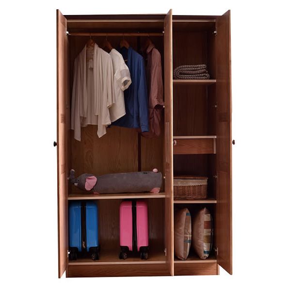 Modern Solid Wood Wardrobe Brown 1-drawer Youth Armoire,47.2" D x 22.4" W x 79.9" H