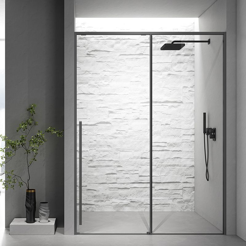 Gray Narrow Side Shower Door Single Sliding Door Tempered Glass Shower Door