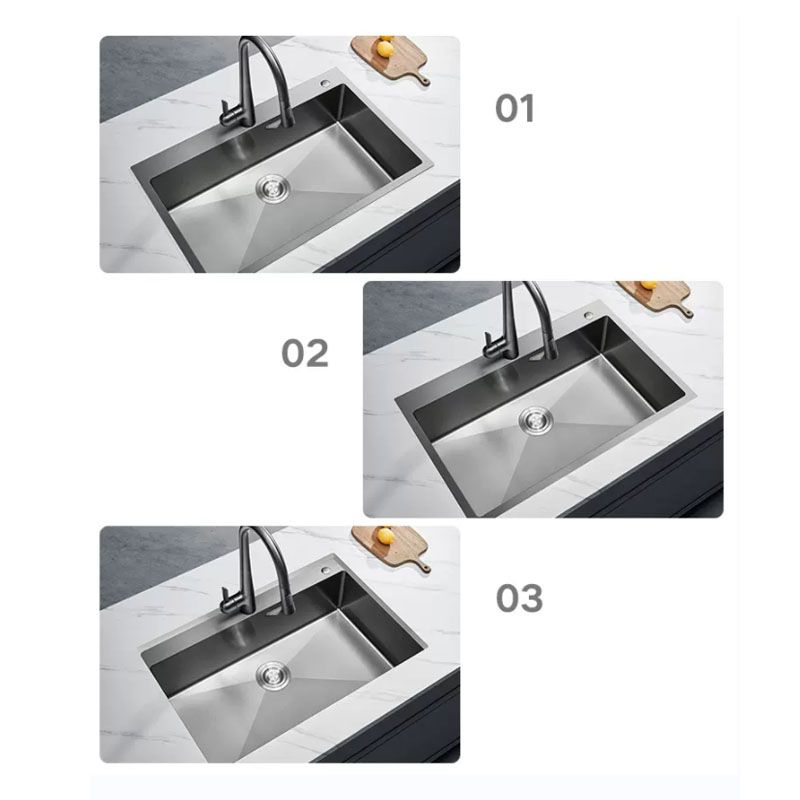 Contemporary Style Kitchen Sink Stainless Steel Kitchen Sink with Basket Strainer