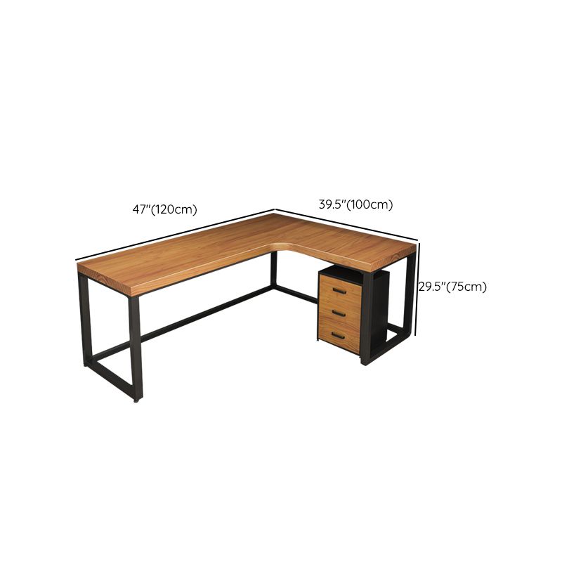 Industrial Style Office Desk Pine L-Shape Writing Desk for Bedroom