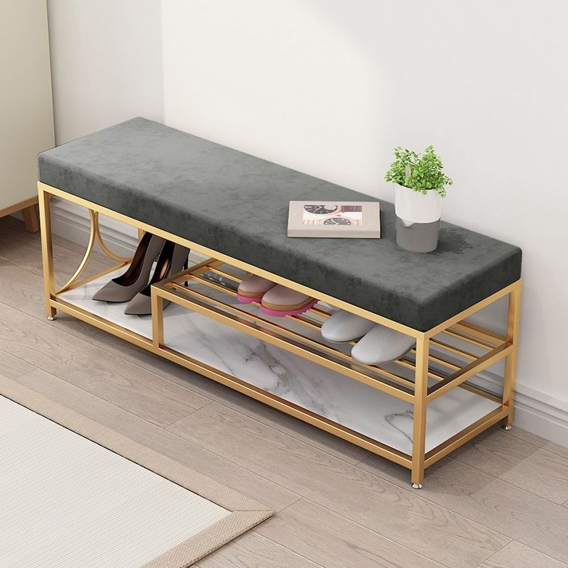 Modern Entryway Bench Upholstery Fill Foam Bench with Shelves