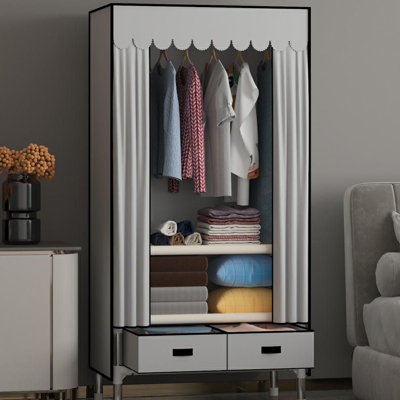 Modern Armoire Bedroom Small Wardrobe Armoire with 2 Drawers