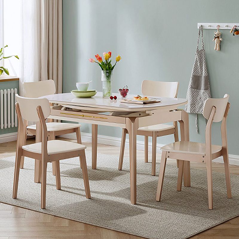 5/7 Pieces Modern Round Sintered Stone 4 Legs Dining Set for Home