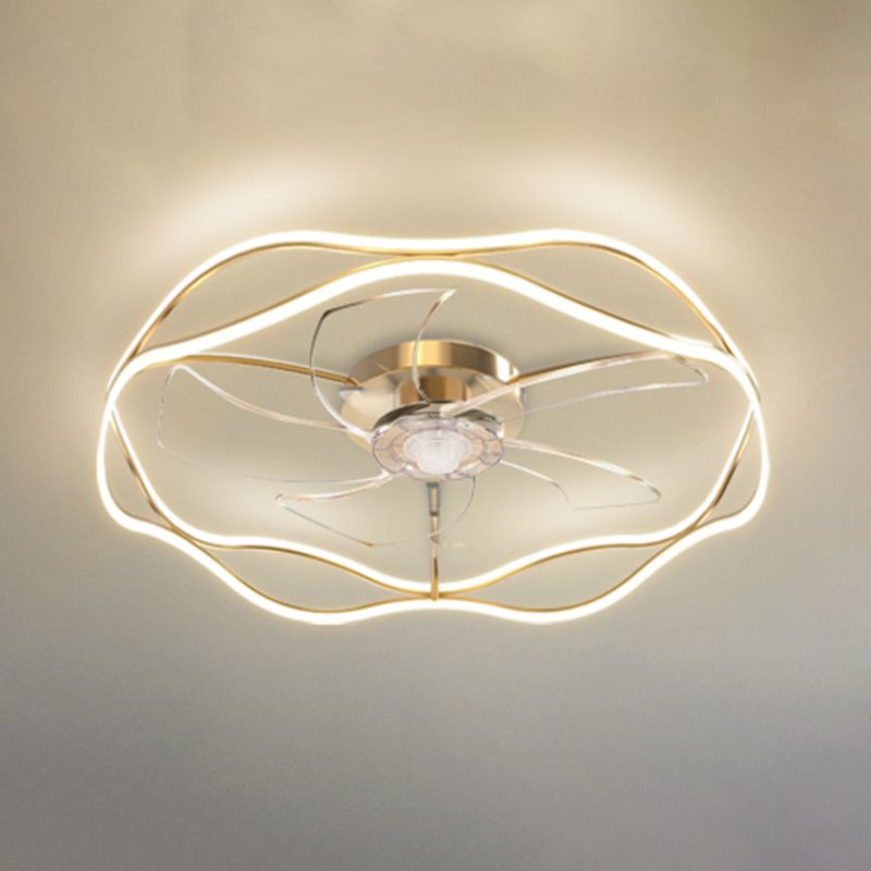 2 - Light LED Ceiling Fan Lighting in Gold / Black Modern Fan Light Fixture