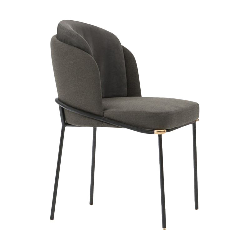 Contemporary Dining Fabric Side Chair Metal Dining Armless Chair