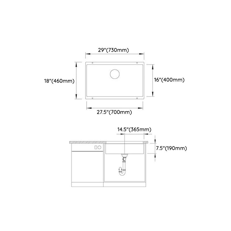 Single Basin Kitchen Sink Quartz Kitchen Sink with Drain Strainer Kit