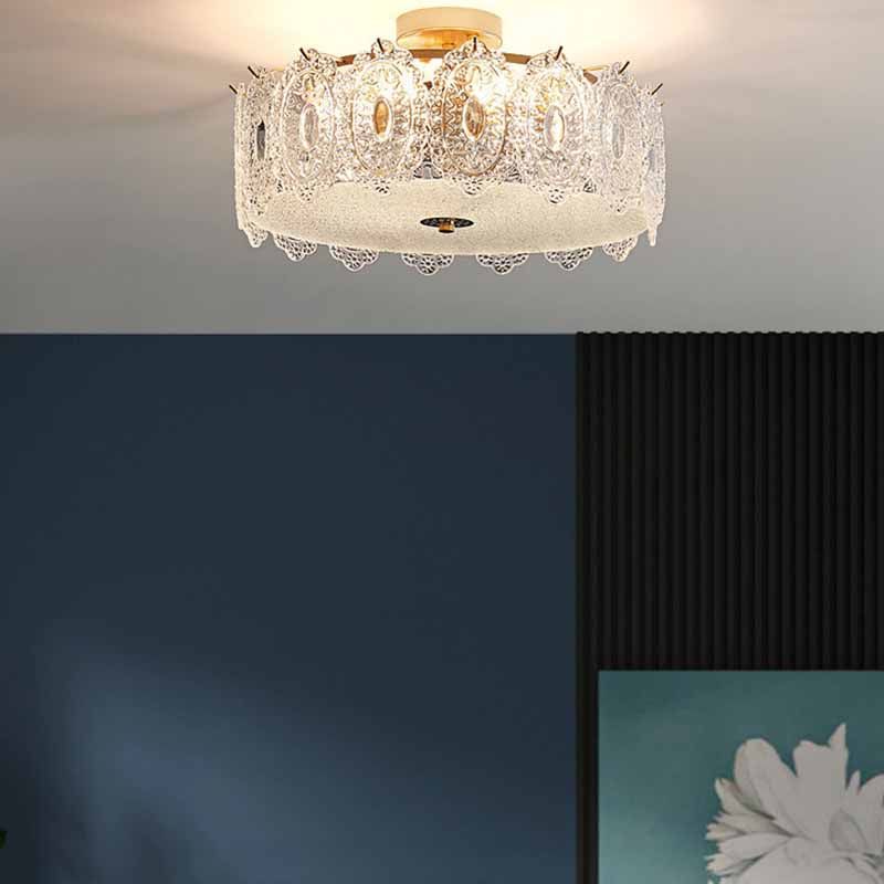 Contemporary Glass Shade Ceiling Light Household Flush Mount for Bedroom