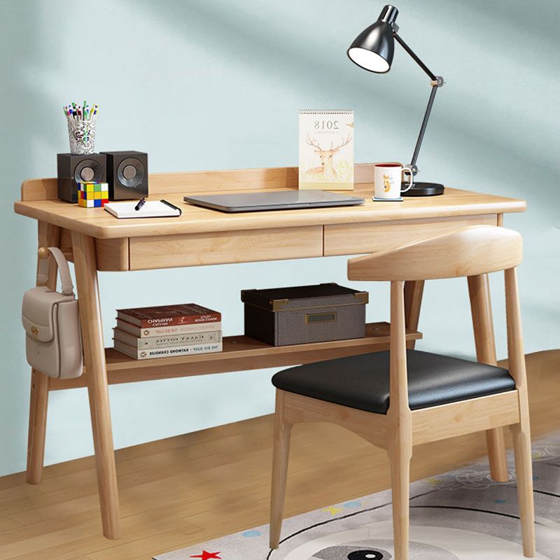 Rectangular Shaped Office Table Stone Writing Desk in Brown/Natural/White