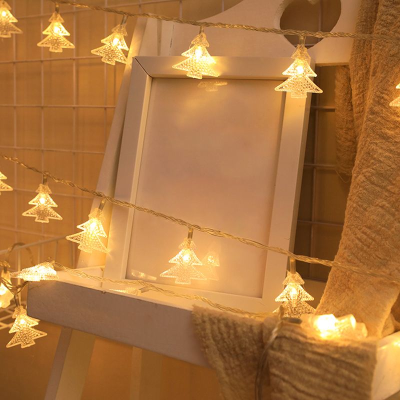 Shaded Battery String Light Contemporary Plastic Bedroom LED Fairy Lighting in Clear