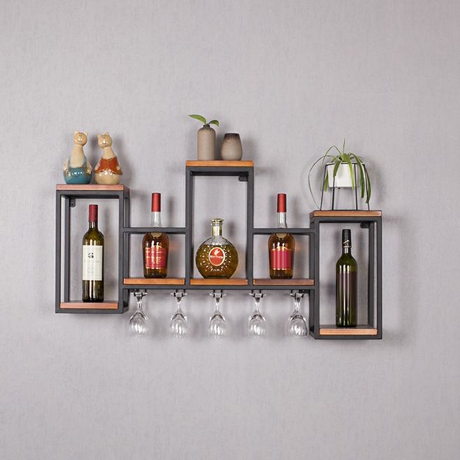 Metal Wall Mounted Wine Bottle & Glass Rack Modern Wine Rack Kit