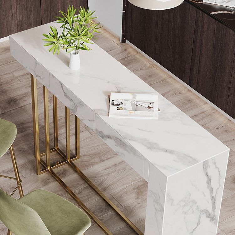 Contemporary Style Rectangle Bar Counter Table Sintered Stone Dining Table for Kitchen