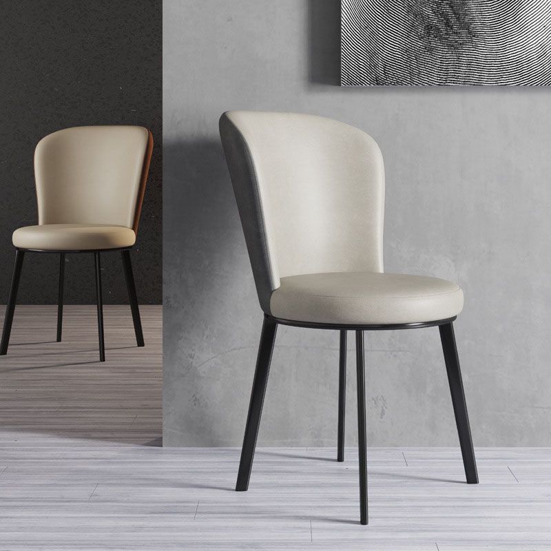 Contemporary Faux Leather Side Chair for Home Armless Solid Back Chair