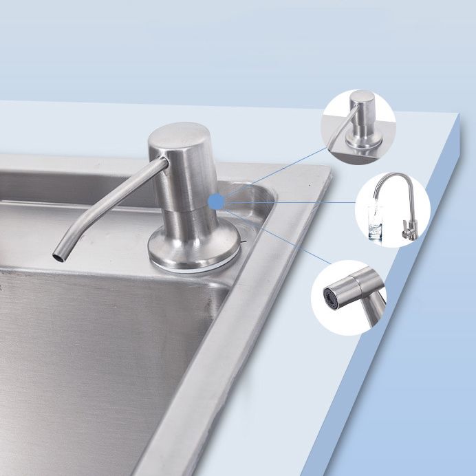 Stainless Steel Kitchen Sink 1 Holes Drop-In Noise-cancelling Design Kitchen Sink