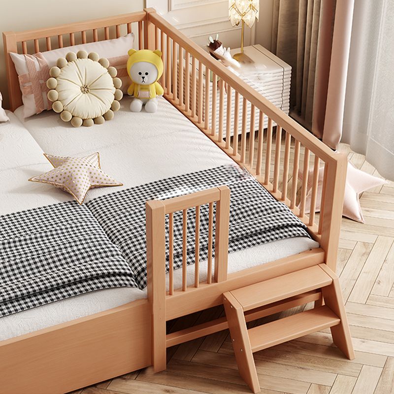 Glam Brown Solid Wood Nursery Bed Guardrail Rectangle Baby Crib